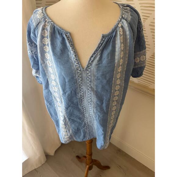 Ivy Jane Women’s XL Blue Over the Border Embroidered Top Blouse - Picture 3 of 9